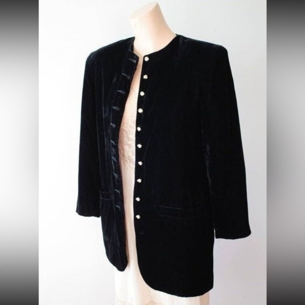 Vintage Jimmy Garcia Black Velvet Whimsigoth Tuxedo Jacket Medium